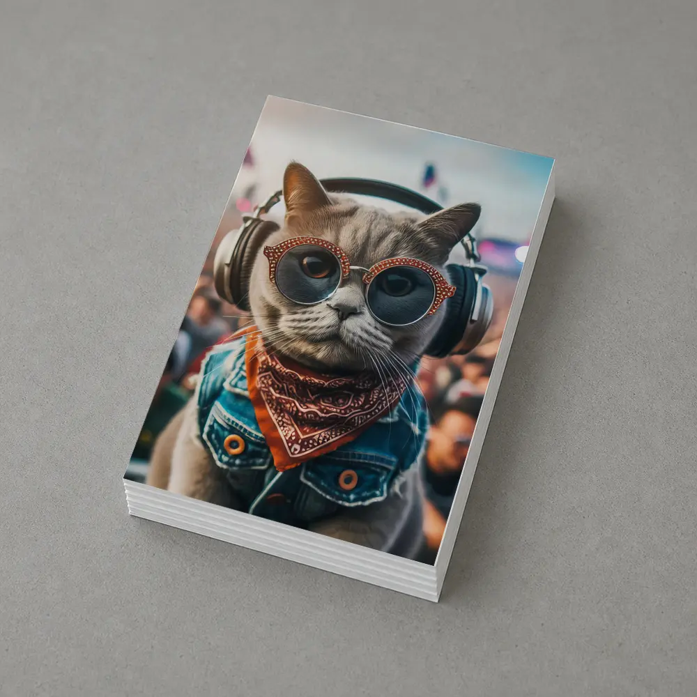 Cool Cat DJ Headphones Music Festival Crowd – Postcards