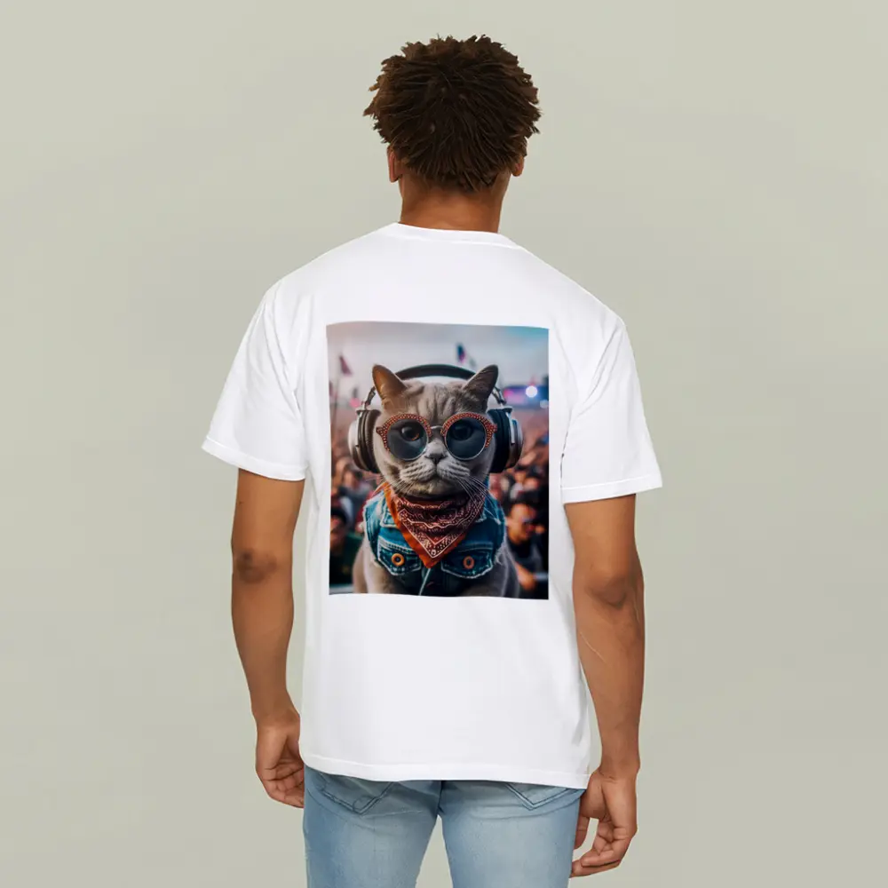 Cool Cat DJ Headphones Music Festival Crowd – T-Shirts