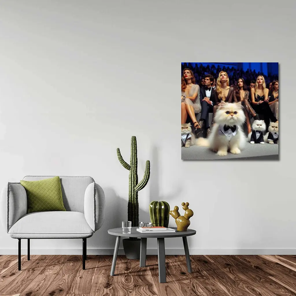 Persian Cats In Tuxedos At Fashion Show – Wall Art