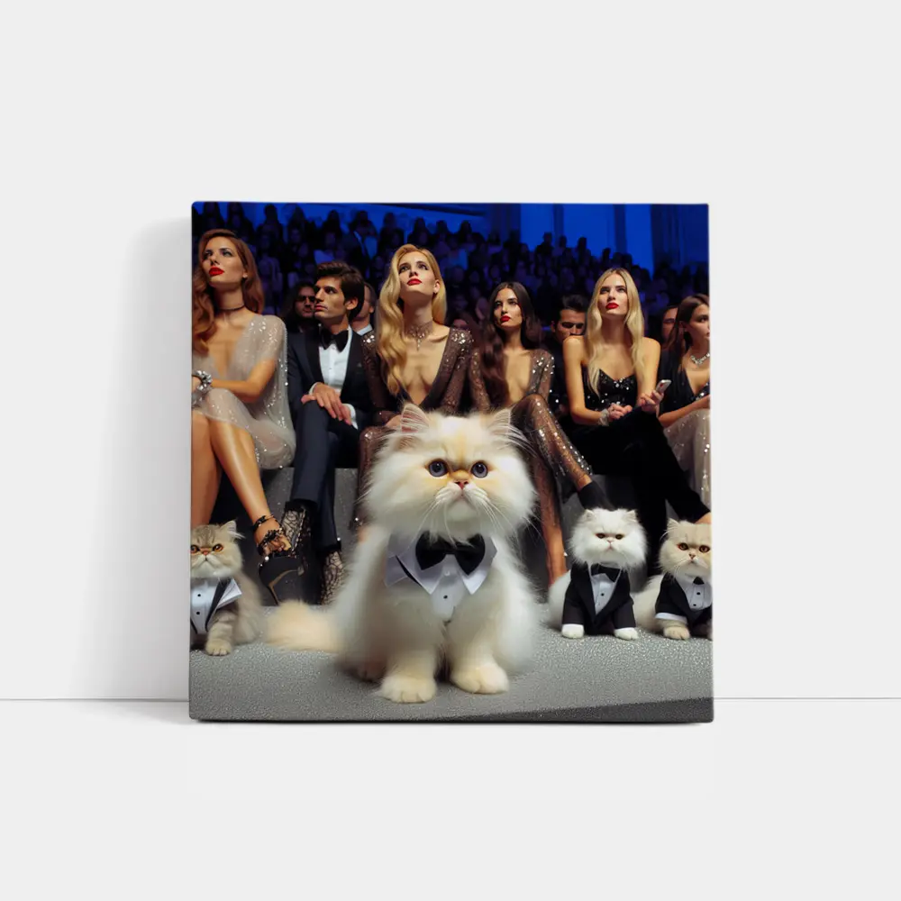 Persian Cats In Tuxedos At Fashion Show – Wall Art