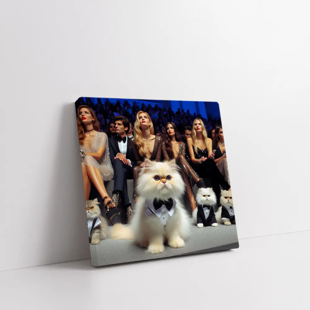 Persian Cats In Tuxedos At Fashion Show – Wall Art
