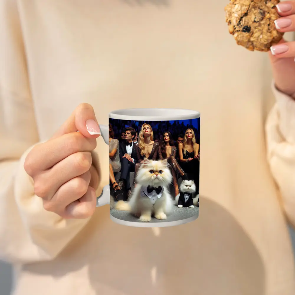 Persian Cats In Tuxedos At Fashion Show – Mugs