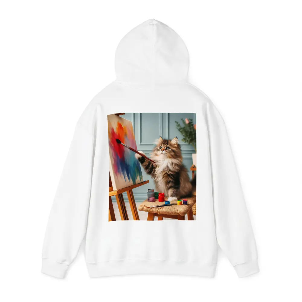 Fluffy Cat Painting on Canvas Art Studio – Hoodies