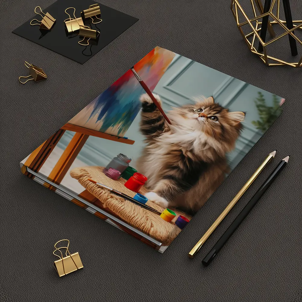 Fluffy Cat Painting on Canvas Art Studio – Notebooks