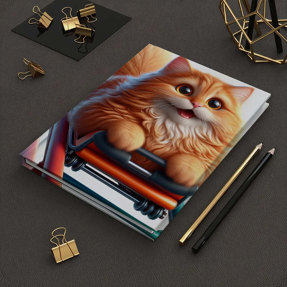 Fluffy Orange Cat Riding Roller Coaster – Notebooks