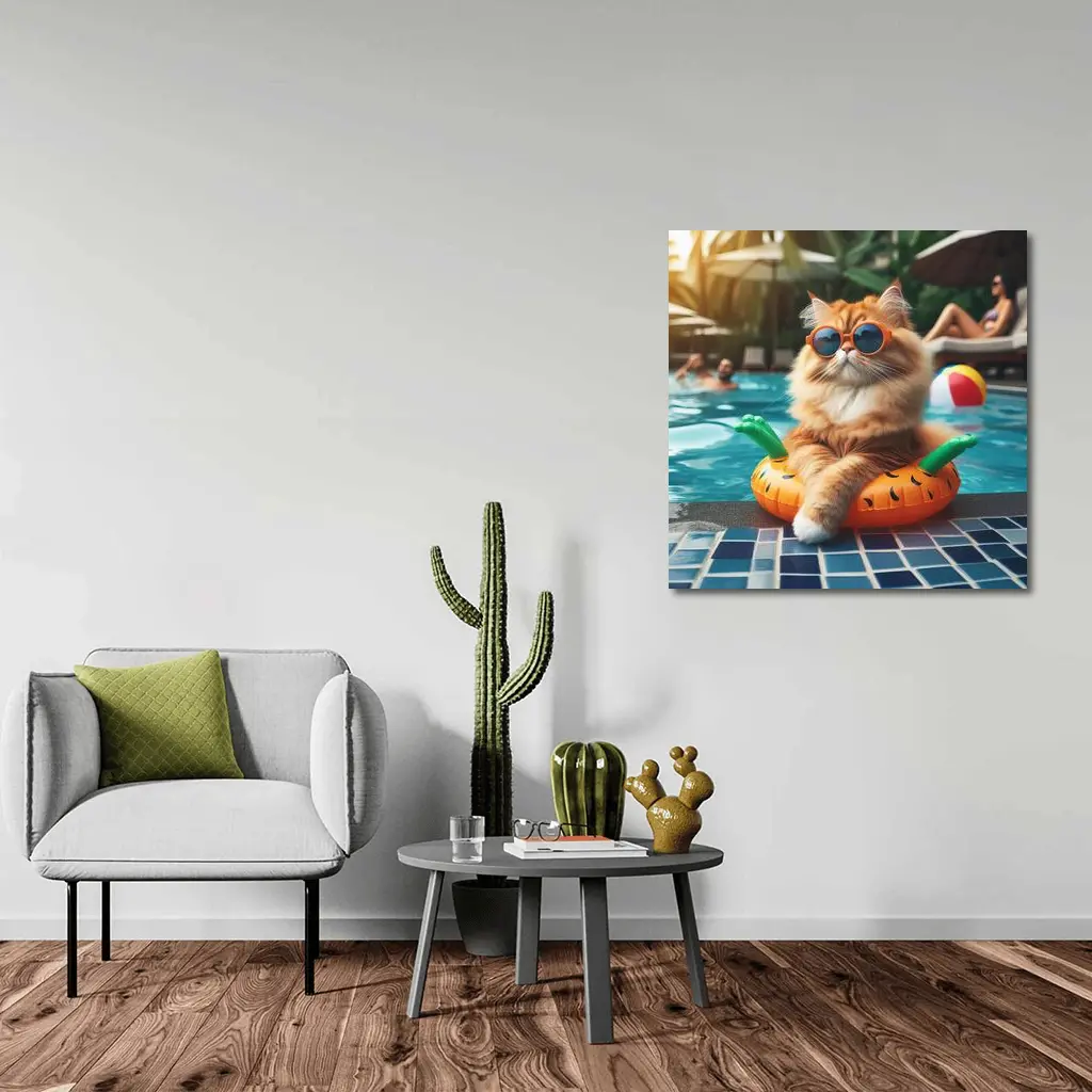 Orange Cat Sunglasses Pool Float Summer – Wall Art
