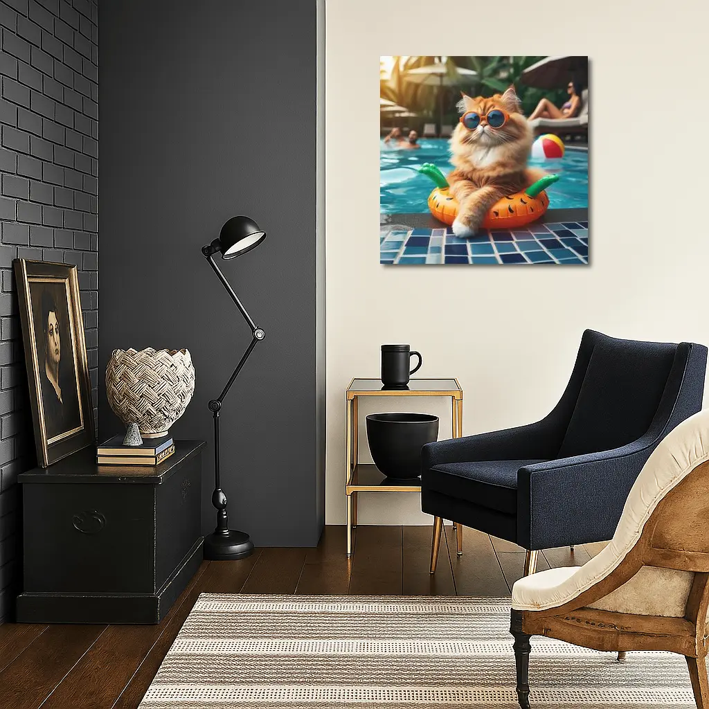 Orange Cat Sunglasses Pool Float Summer – Wall Art