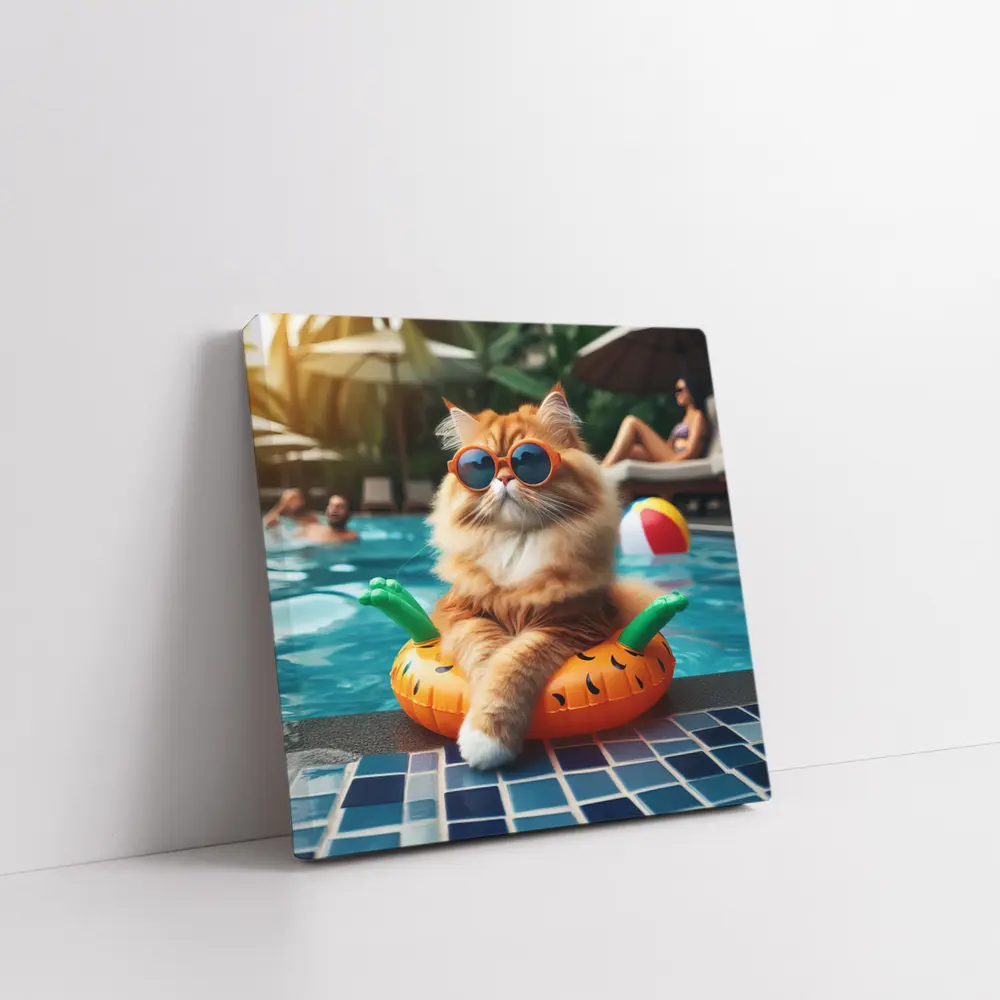 Orange Cat Sunglasses Pool Float Summer – Wall Art