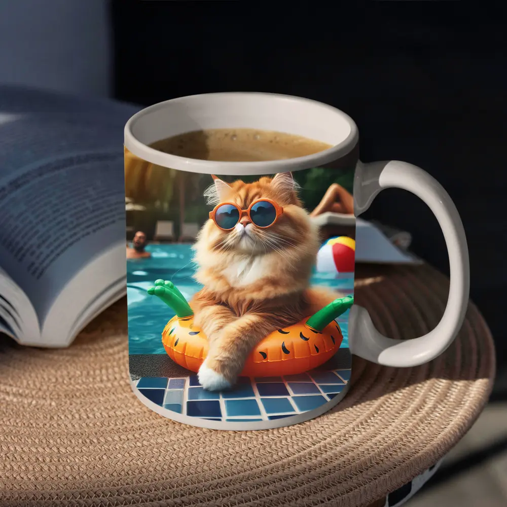 Orange Cat Sunglasses Pool Float Summer – Mugs