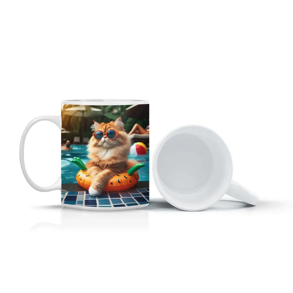 Orange Cat Sunglasses Pool Float Summer – Mugs
