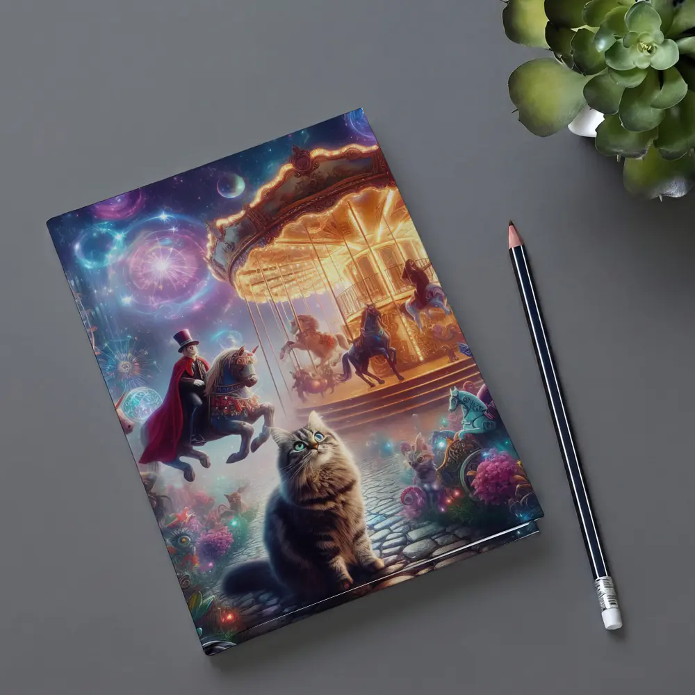 Fantasy Cats Magical Carousel Night Scene – Notebooks