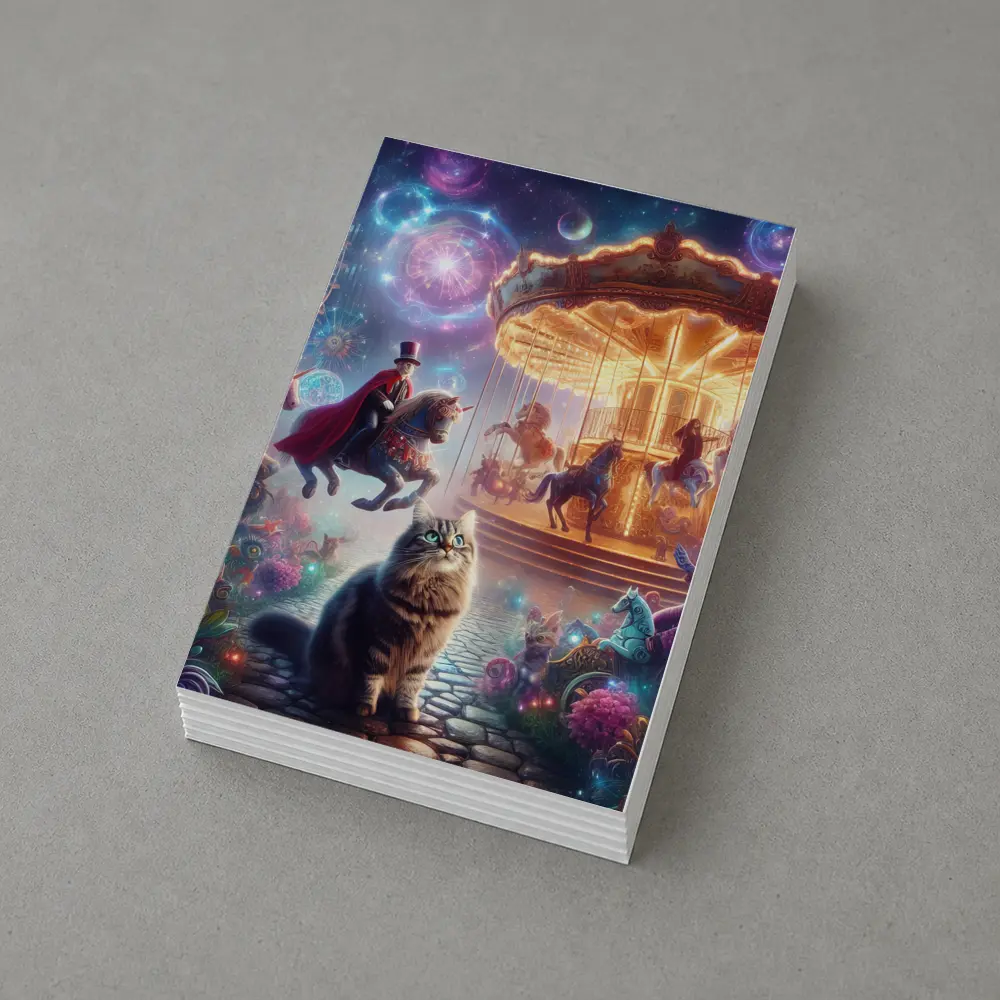 Fantasy Cats Magical Carousel Night Scene – Postcards