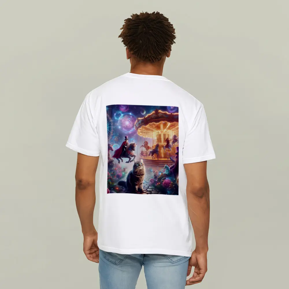 Fantasy Cats Magical Carousel Night Scene – T-Shirts