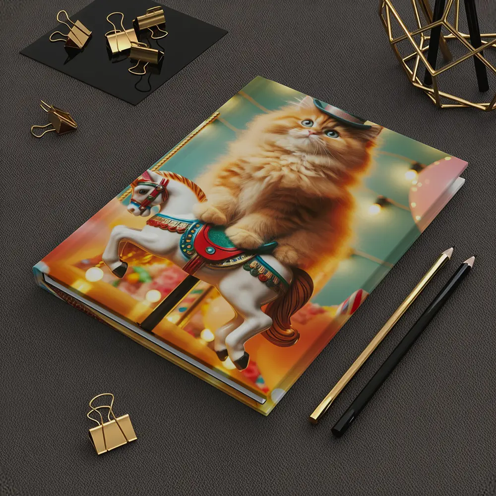 Orange Cat Riding Carousel Horse Fairground – Notebooks