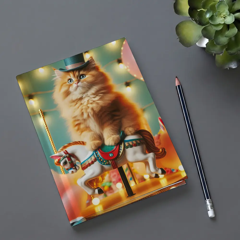 Orange Cat Riding Carousel Horse Fairground – Notebooks