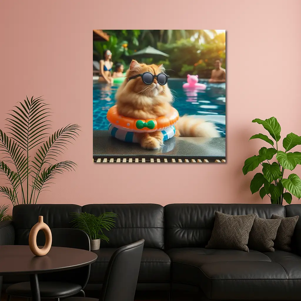 Persian Cat Sunglasses Pool Party Summer – Wall Art