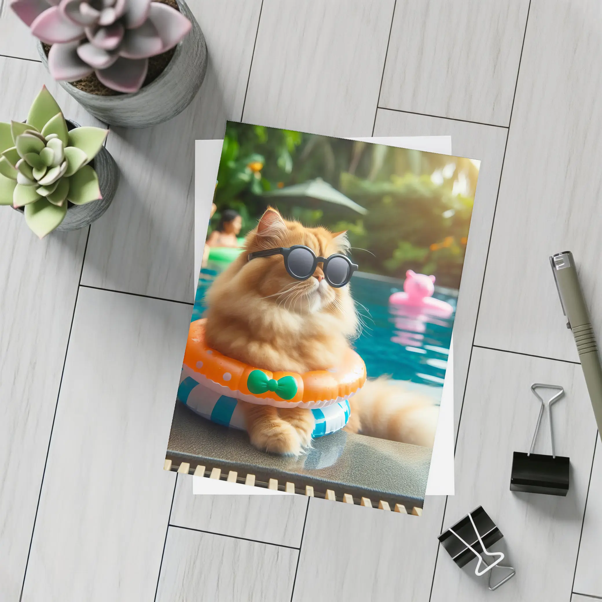 Persian Cat Sunglasses Pool Party Summer – Postcards