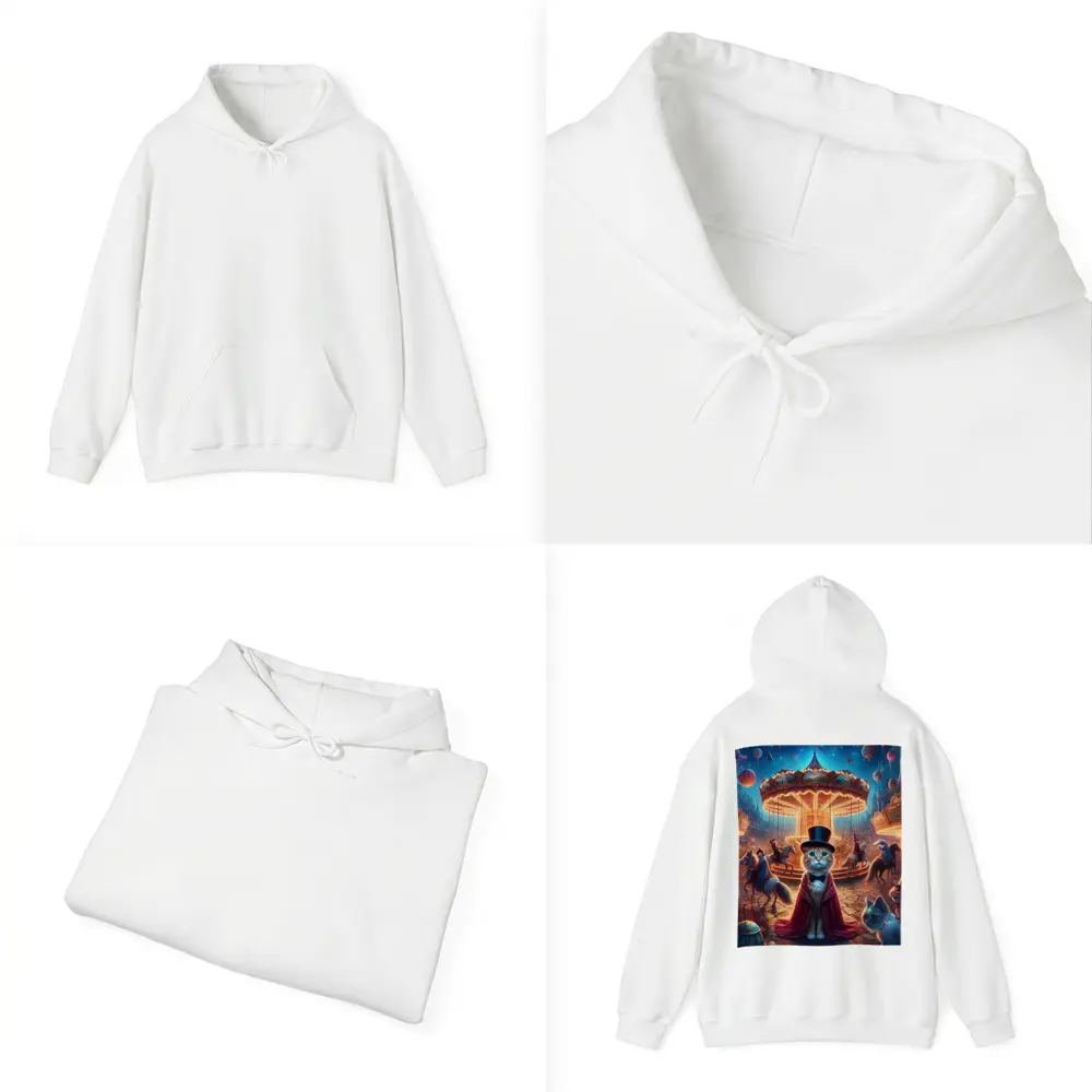 Cat Magician At Glowing Carnival Carousel Night – Hoodies