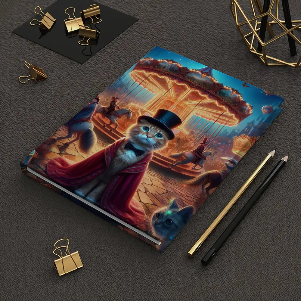 Cat Magician At Glowing Carnival Carousel Night – Notebooks