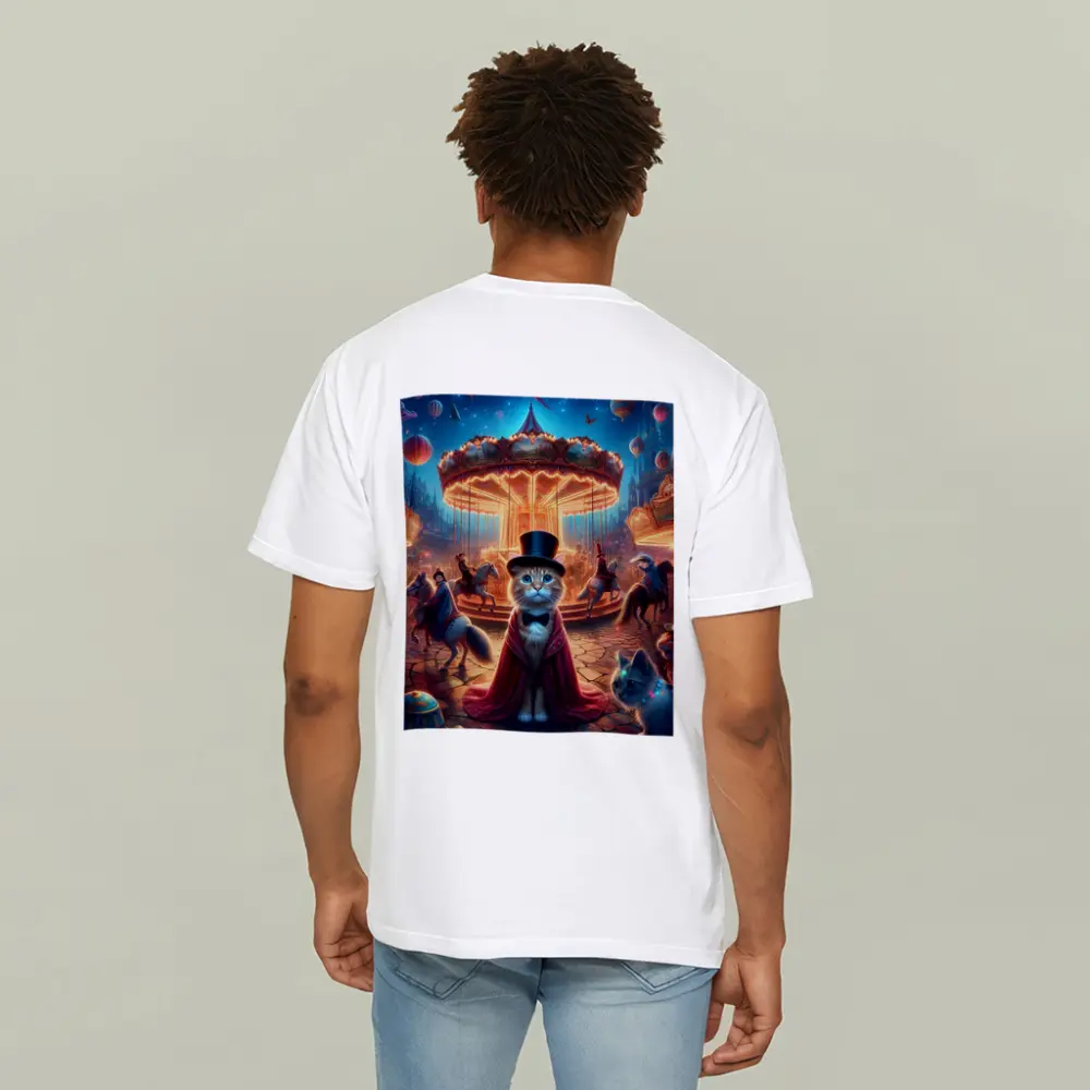 Cat Magician At Glowing Carnival Carousel Night – T-Shirts