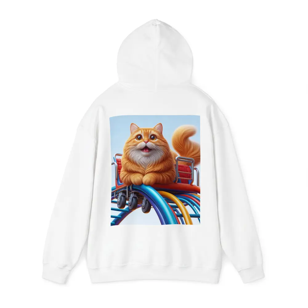 Orange Cat Riding Roller Coaster Cartoon Art – Hoodies
