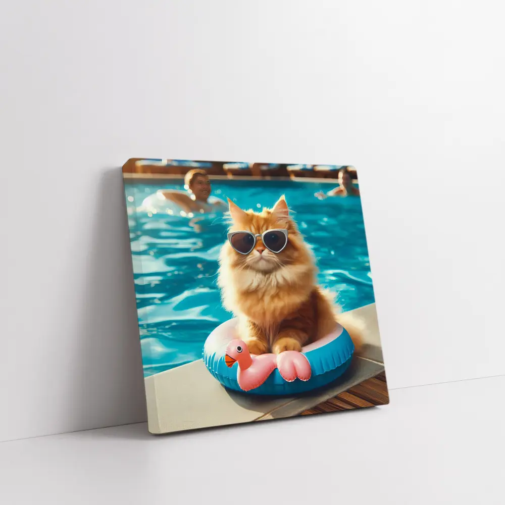 Orange Persian Cat Sunglasses Pool Summer – Wall Art