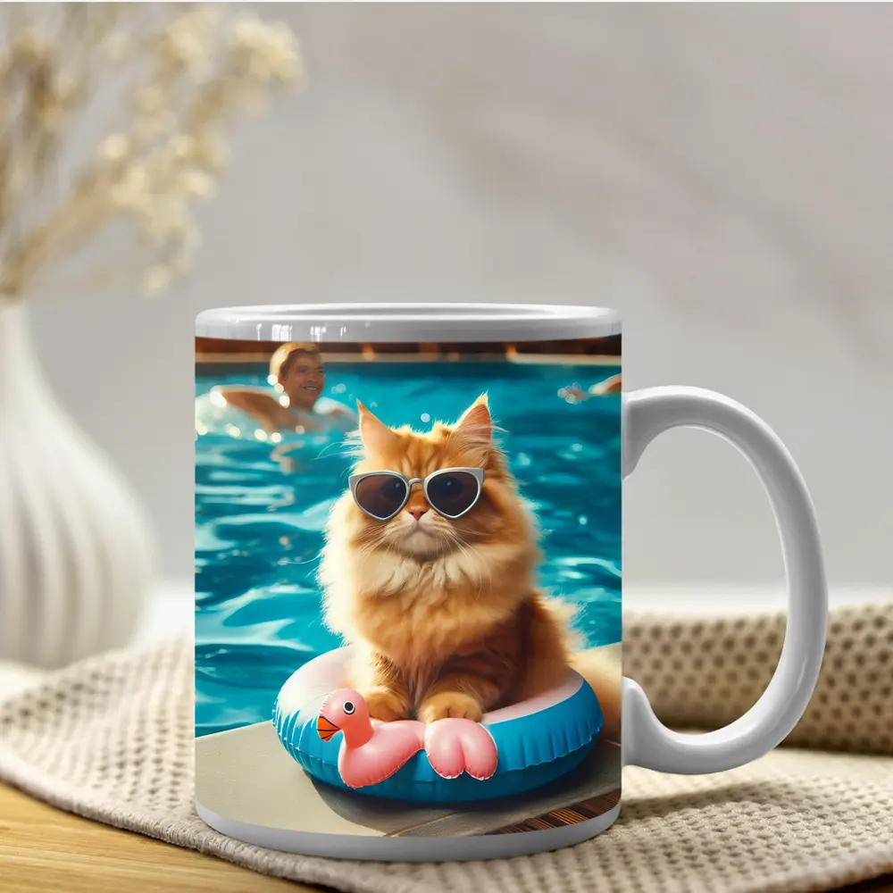 Orange Persian Cat Sunglasses Pool Summer – Mugs