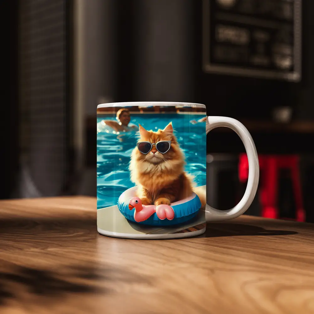 Orange Persian Cat Sunglasses Pool Summer – Mugs