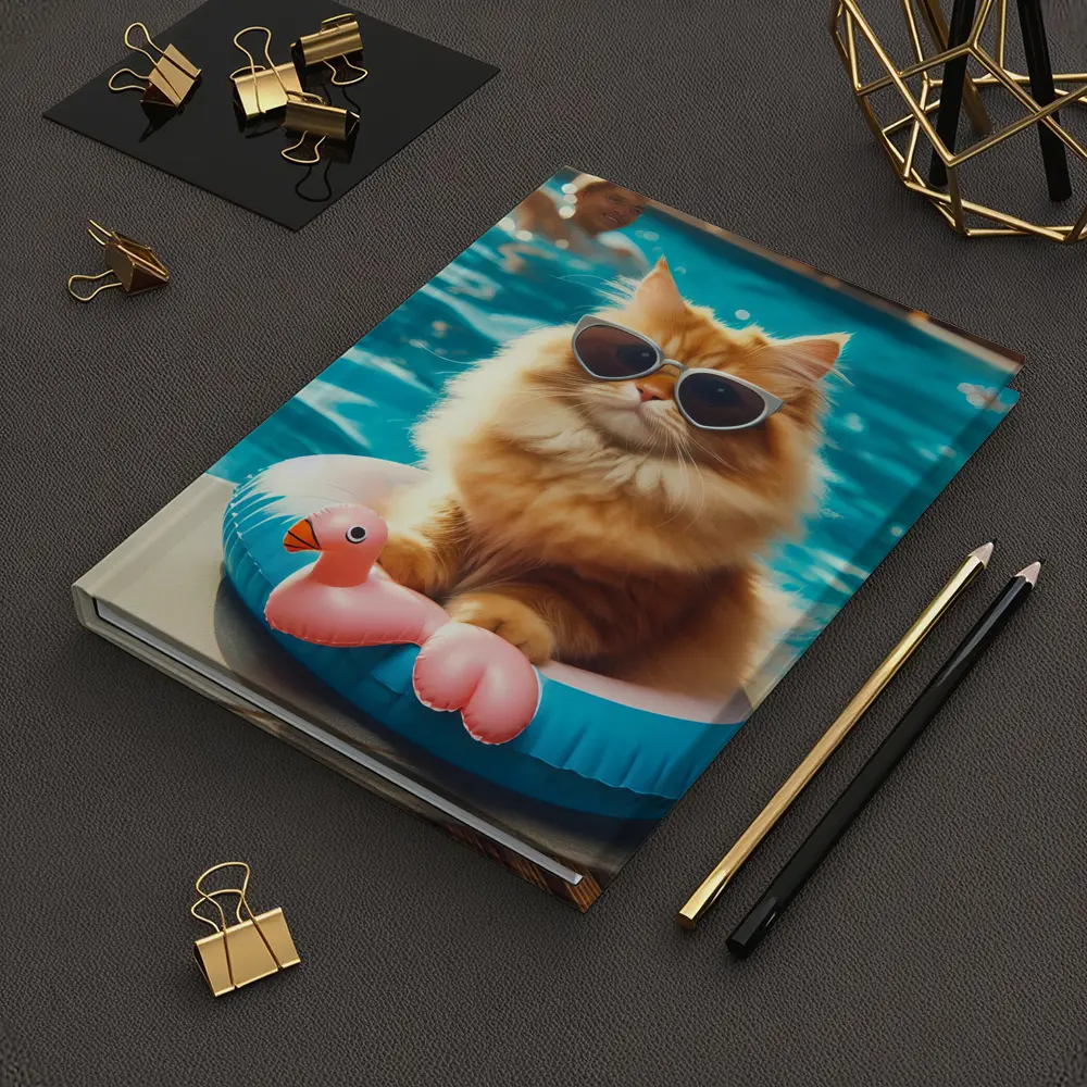 Orange Persian Cat Sunglasses Pool Summer – Notebooks