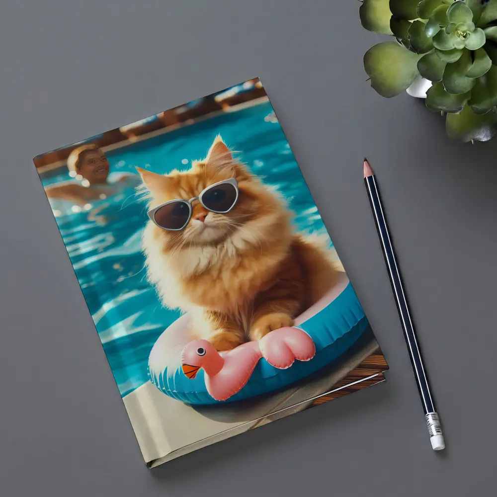 Orange Persian Cat Sunglasses Pool Summer – Notebooks