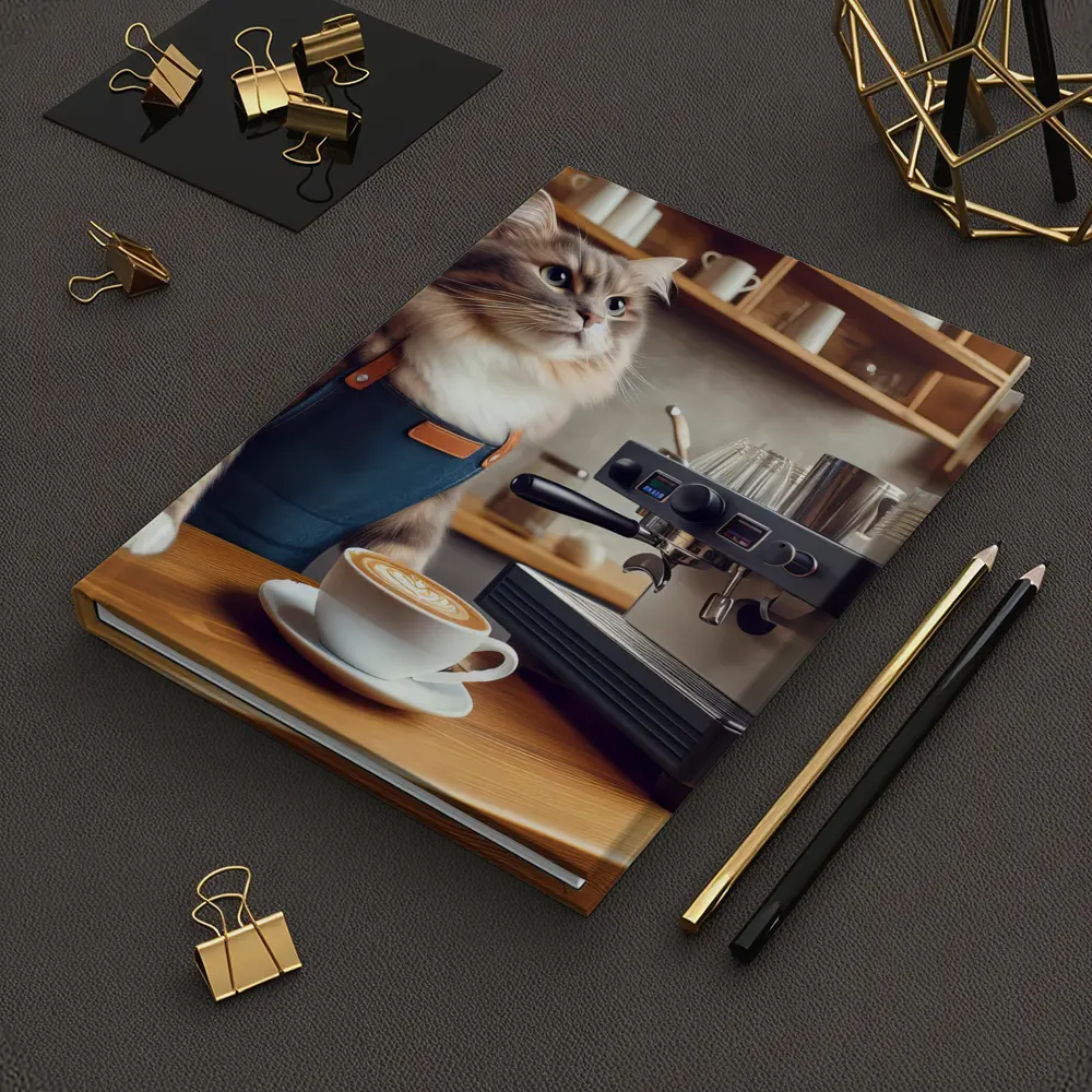 Cat Barista Making Coffee in Cafe – Notebooks