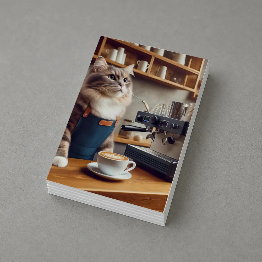 Cat Barista Making Coffee in Cafe – Postcards