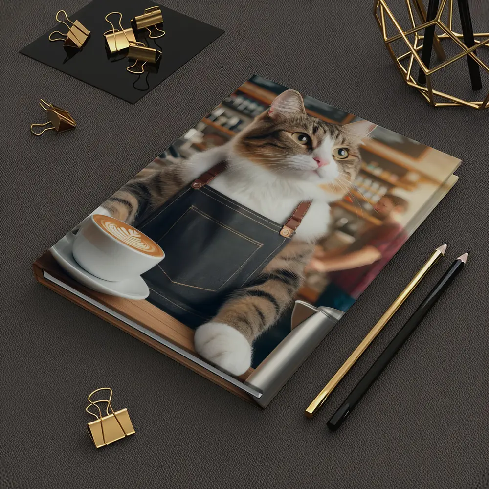 Tabby Cat Barista Working Coffee Shop – Notebooks