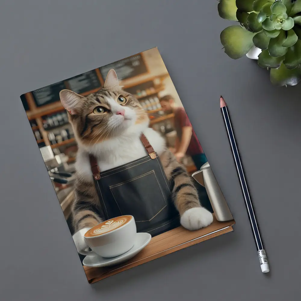 Tabby Cat Barista Working Coffee Shop – Notebooks