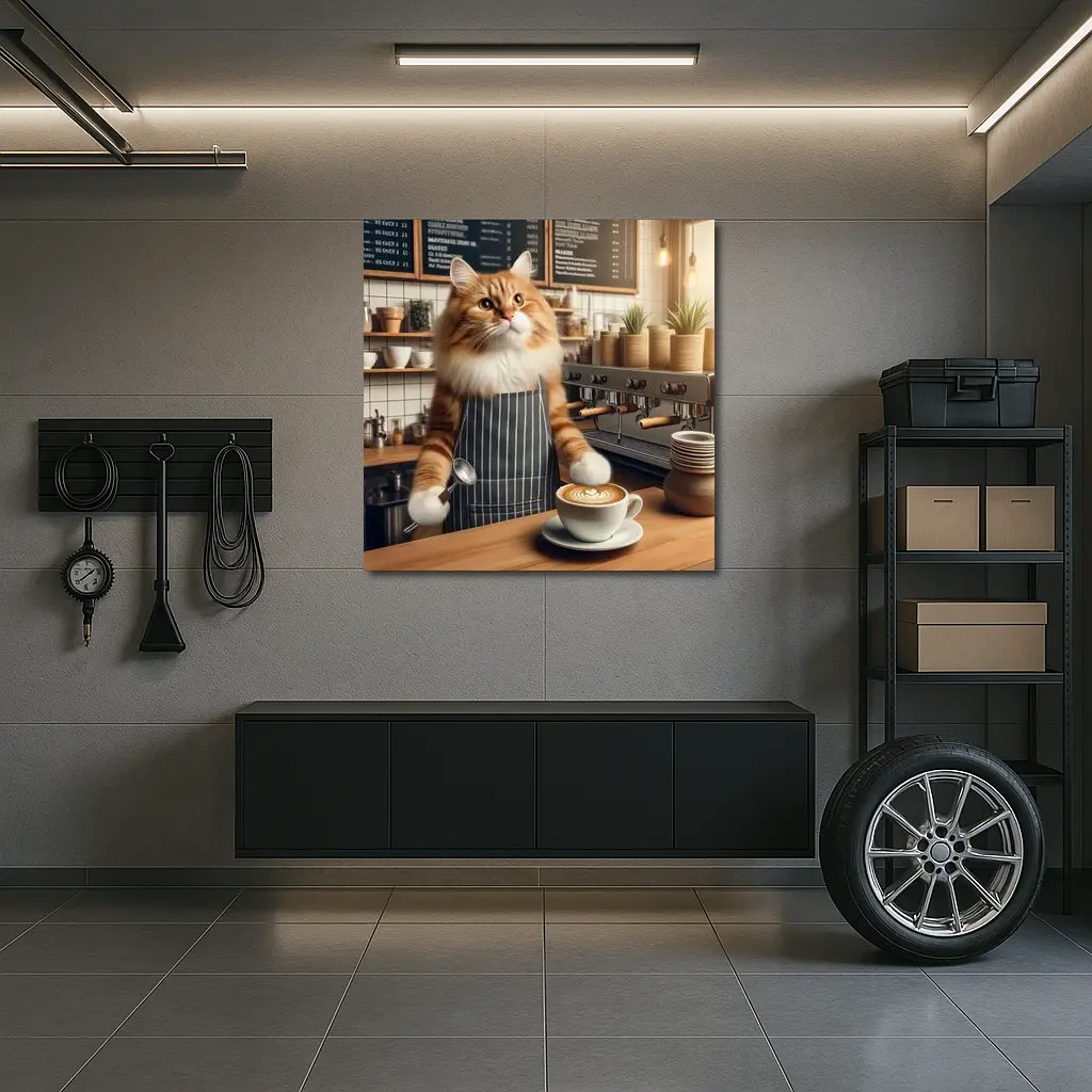 Orange Cat Barista Coffee Shop Cafe – Wall Art