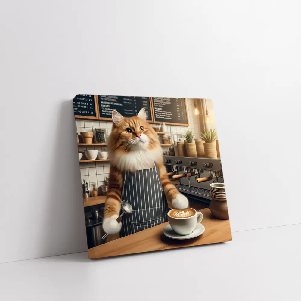 Orange Cat Barista Coffee Shop Cafe – Wall Art