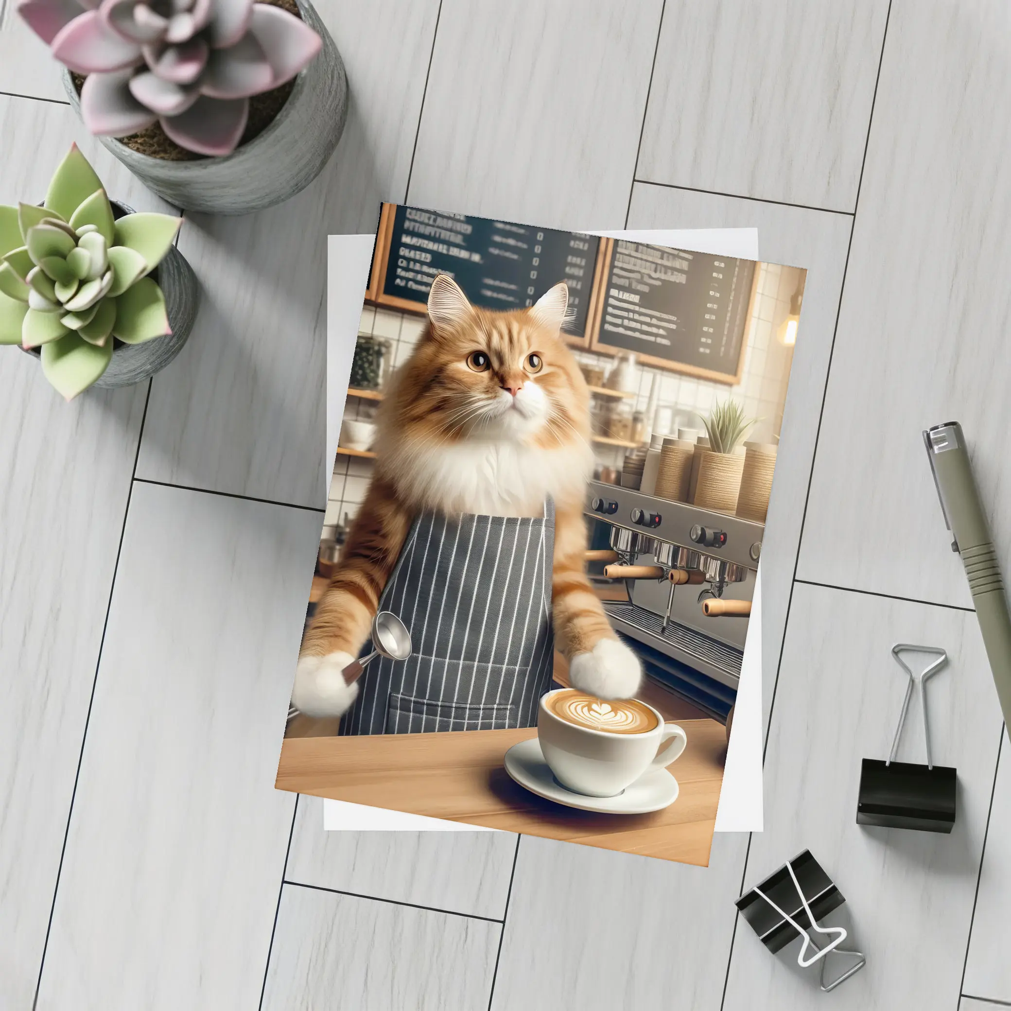 Orange Cat Barista Coffee Shop Cafe – Postcards