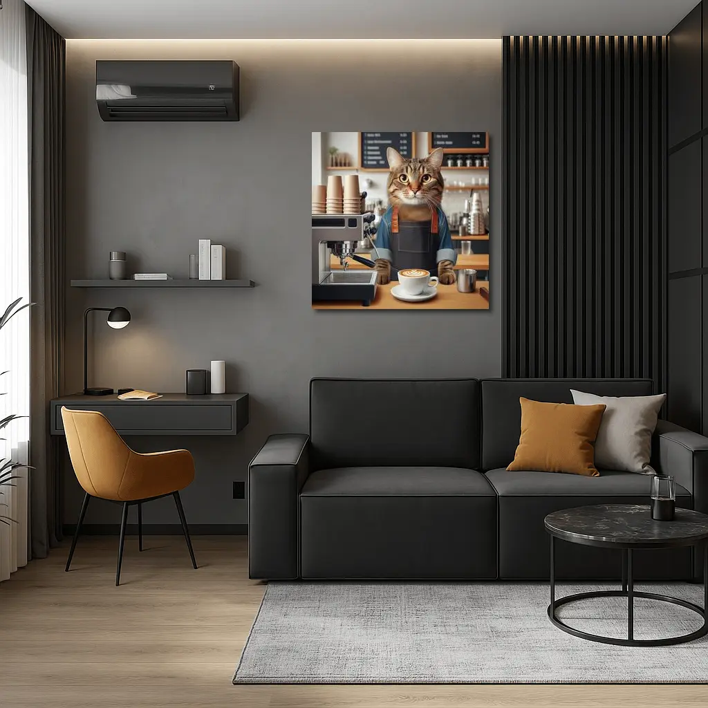 Tabby Cat Barista Coffee Shop Art – Wall Art