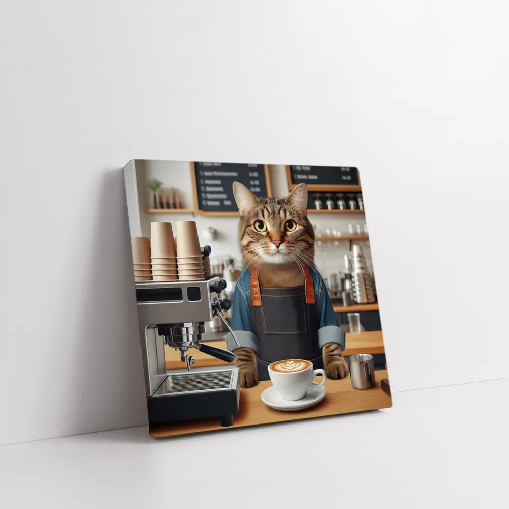 Tabby Cat Barista Coffee Shop Art – Wall Art