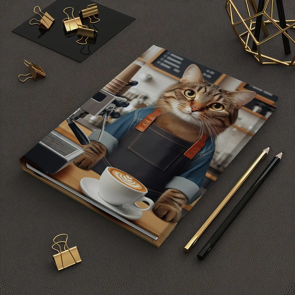Tabby Cat Barista Coffee Shop Art – Notebooks