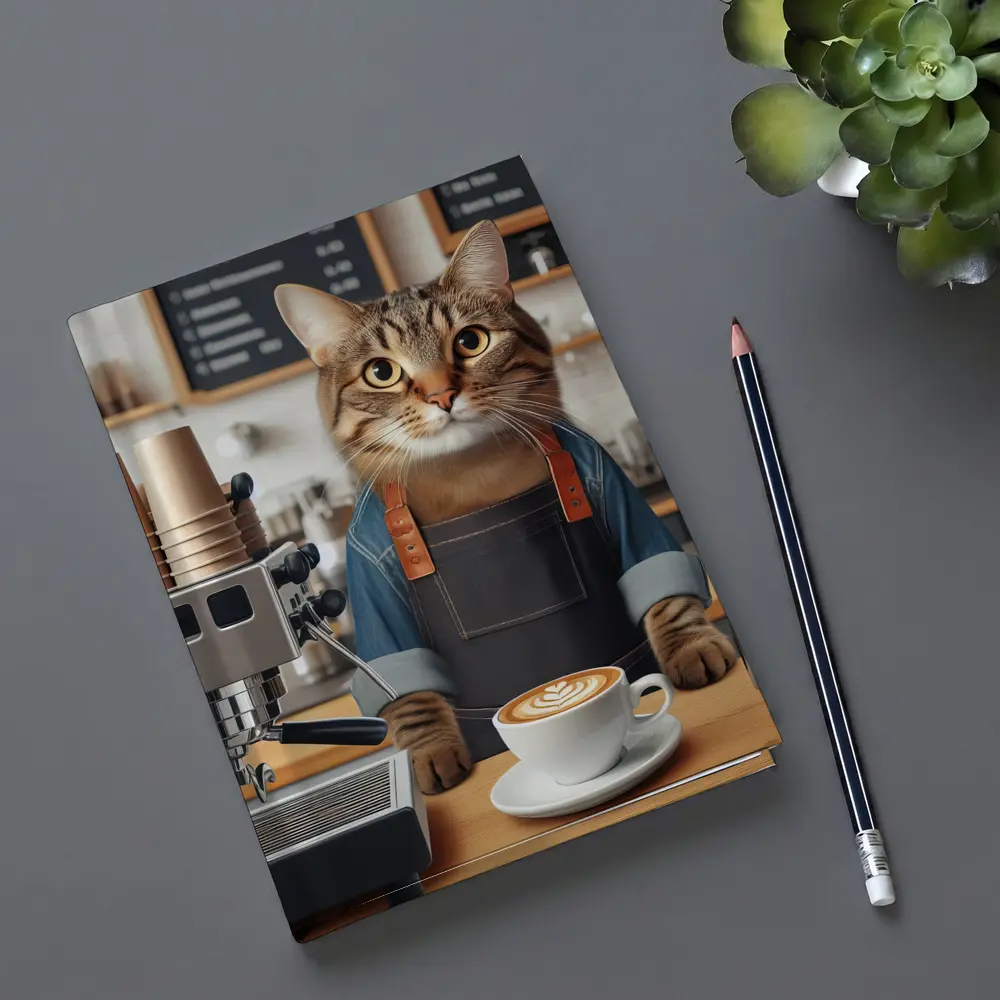 Tabby Cat Barista Coffee Shop Art – Notebooks
