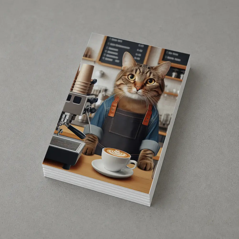 Tabby Cat Barista Coffee Shop Art – Postcards