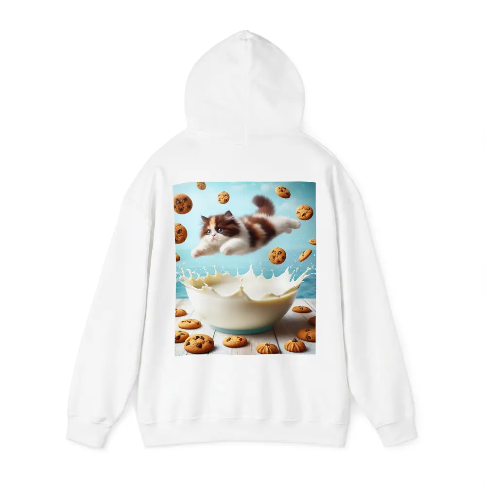 Persian Kitten Diving Into Milk Bowl – Hoodies
