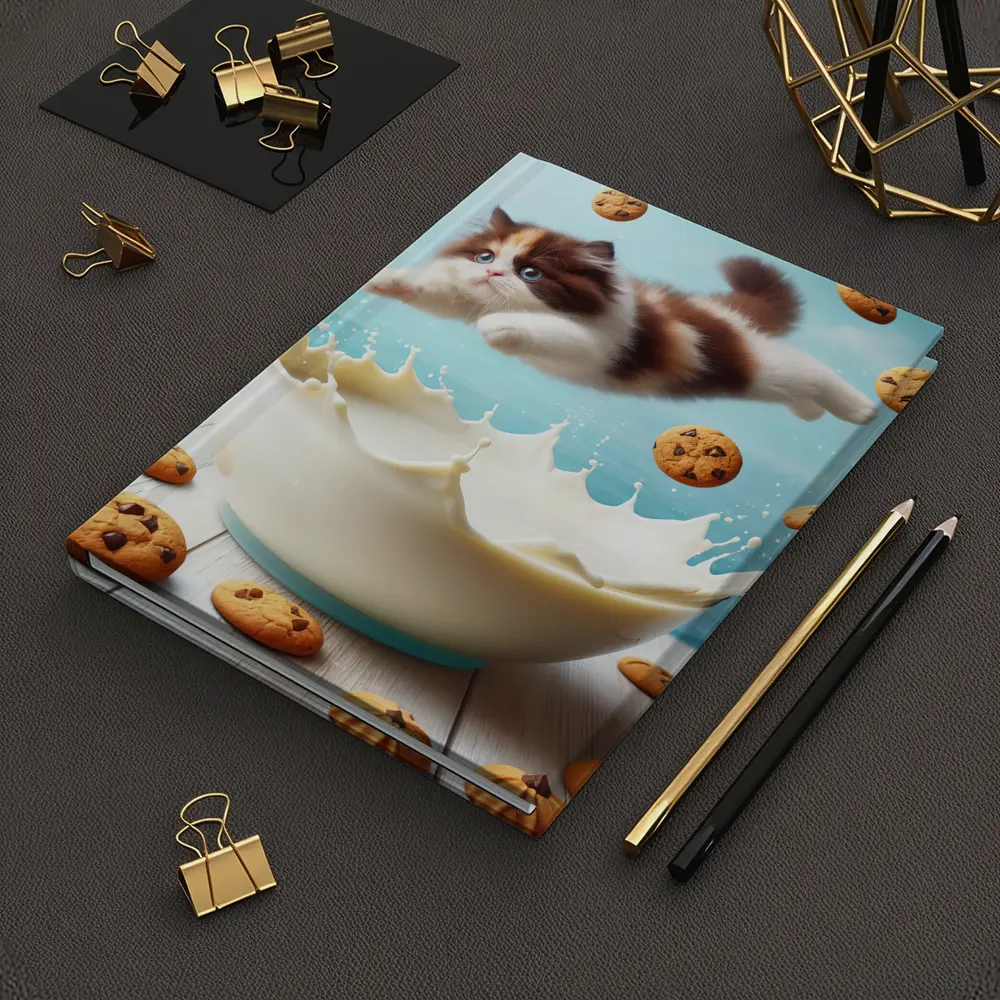 Persian Kitten Diving Into Milk Bowl – Notebooks