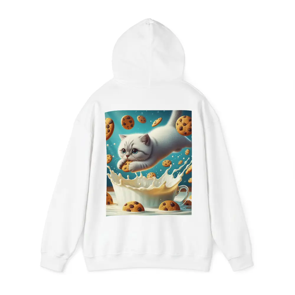 White Cat Diving Into Milk Cookie Fantasy – Hoodies