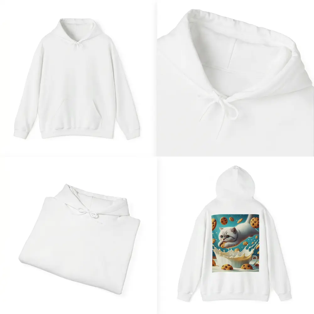White Cat Diving Into Milk Cookie Fantasy – Hoodies