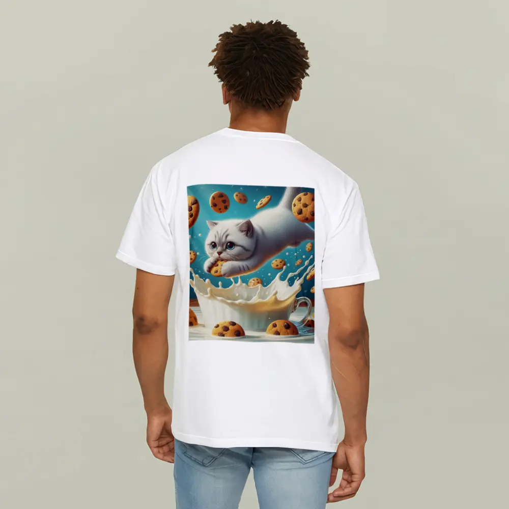 White Cat Diving Into Milk Cookie Fantasy – T-Shirts