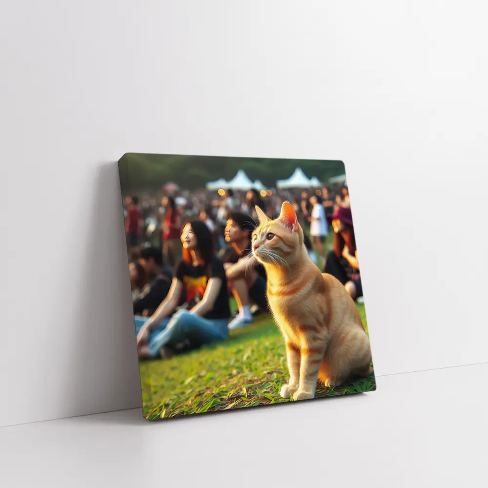 Orange Tabby Cat At Outdoor Music Festival – Wall Art
