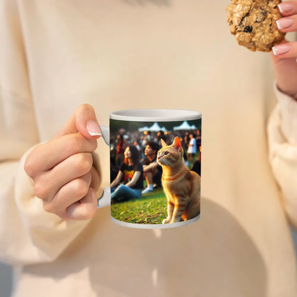 Orange Tabby Cat At Outdoor Music Festival – Mugs