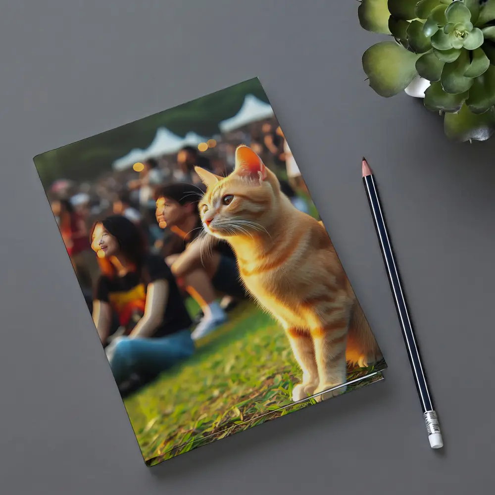 Orange Tabby Cat At Outdoor Music Festival – Notebooks